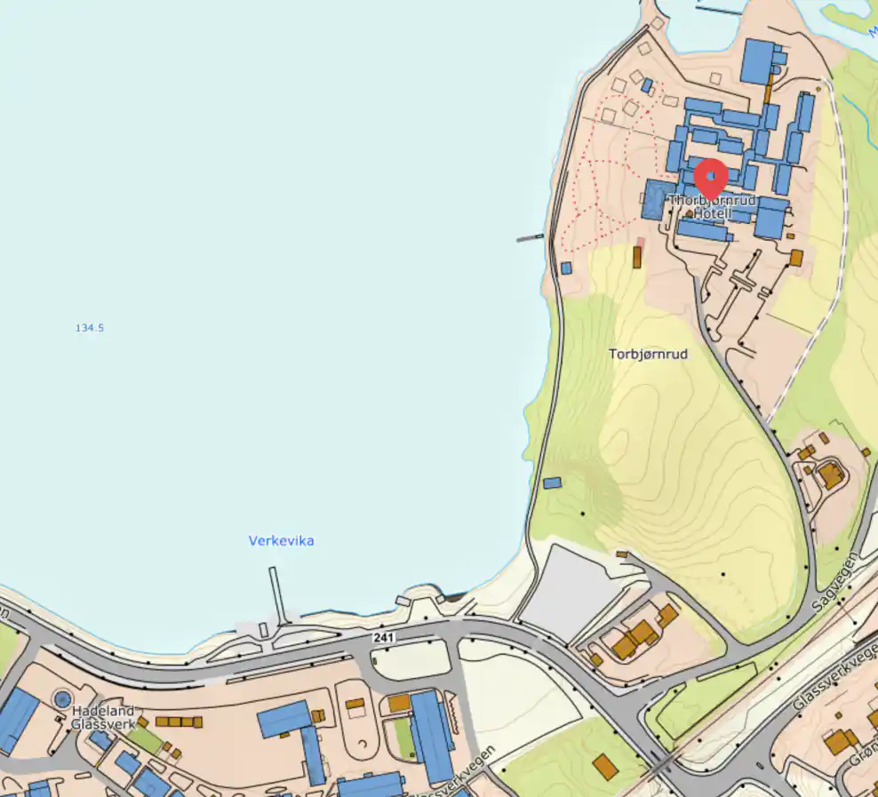 Map showing Thorbjørnrud Hotell